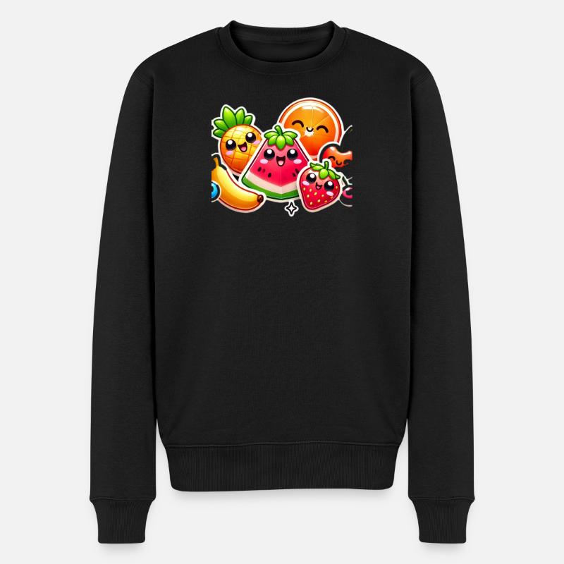 Farbenfroher Obstparty-Stil - Männer Premium Bio Pullover - Schwarz