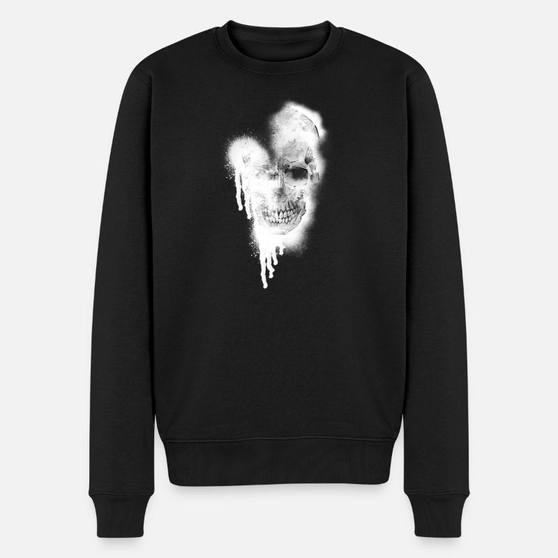 Wasserfarbener Schädel Sketch - Männer Premium Bio Pullover - Schwarz