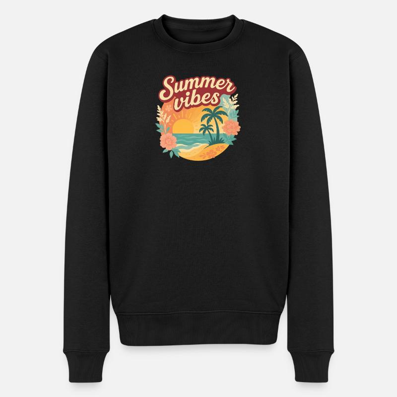 Summer Vibes,Sommershirt - Männer Premium Bio Pullover - Schwarz