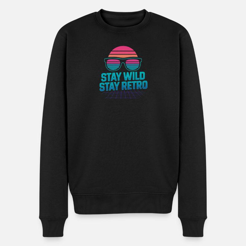 Stay Wild Stay Retro Neon - Pull Premium bio Homme - noir