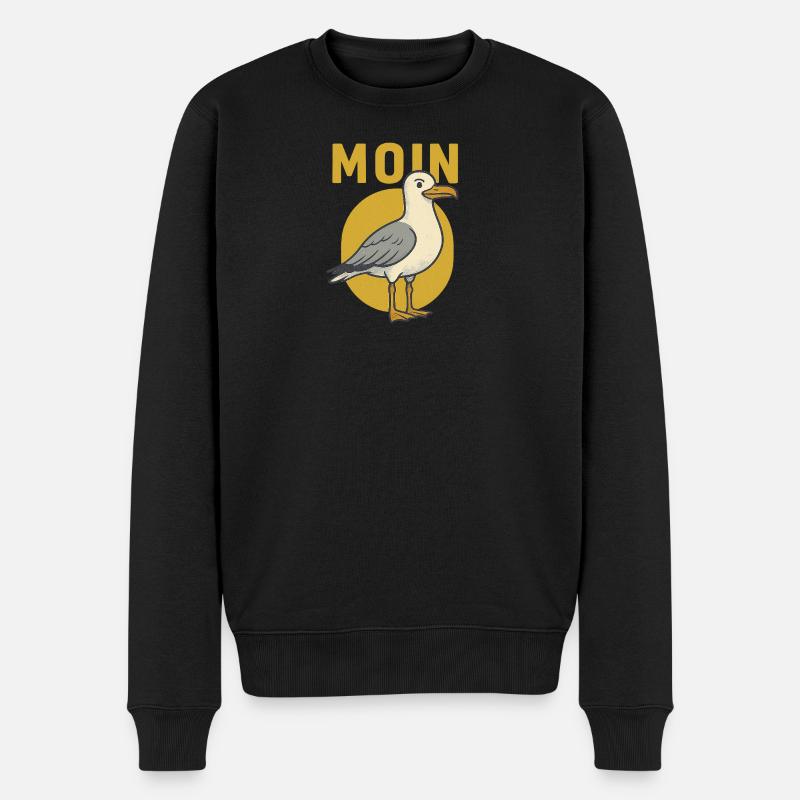 Moin Möwe - Männer Premium Bio Pullover - Schwarz