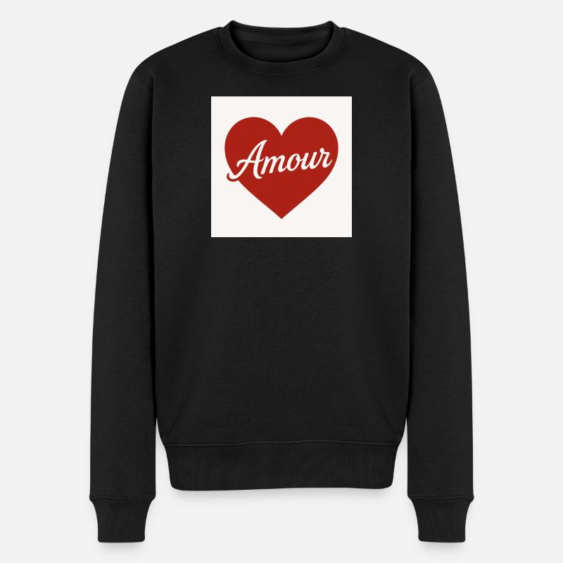 Liebevolle Herzform mit Amour-Text - Männer Premium Bio Pullover - Schwarz