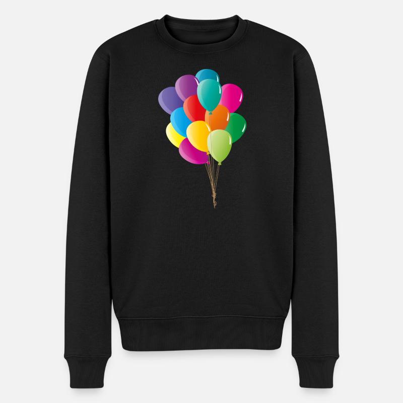 Fröhliche bunte Luftballons in kräftigen Farben - Männer Premium Bio Pullover - Schwarz