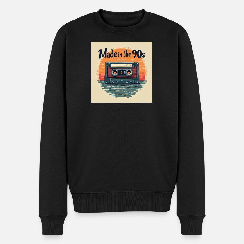 Retro Kassette Audio Design - Männer Premium Bio Pullover - Schwarz