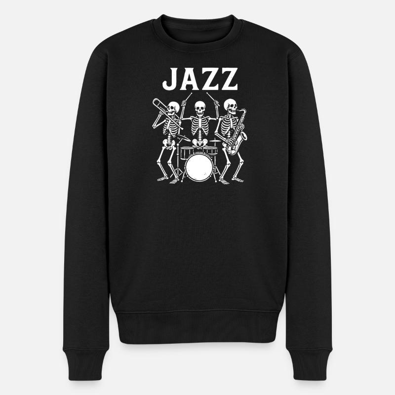 Illustration d'un groupe de jazz squelette - Pull Premium bio Homme - noir