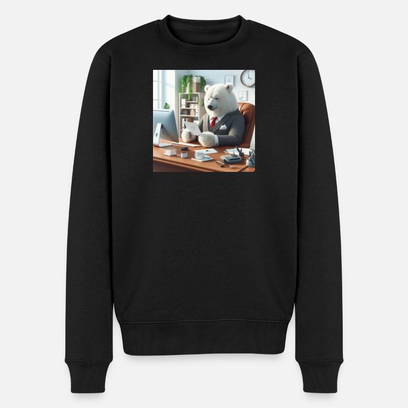 Bär im schicken Business-Anzug - Männer Premium Bio Pullover - Schwarz
