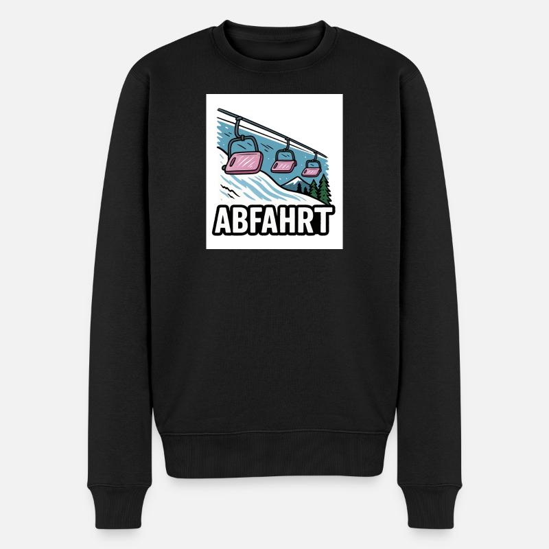 Skilift und Bergmotiv mit Abenteuer-Charme - Männer Premium Bio Pullover - Schwarz