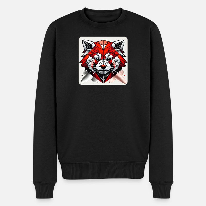Geometrischer Roter Panda Polygon - Männer Premium Bio Pullover - Schwarz