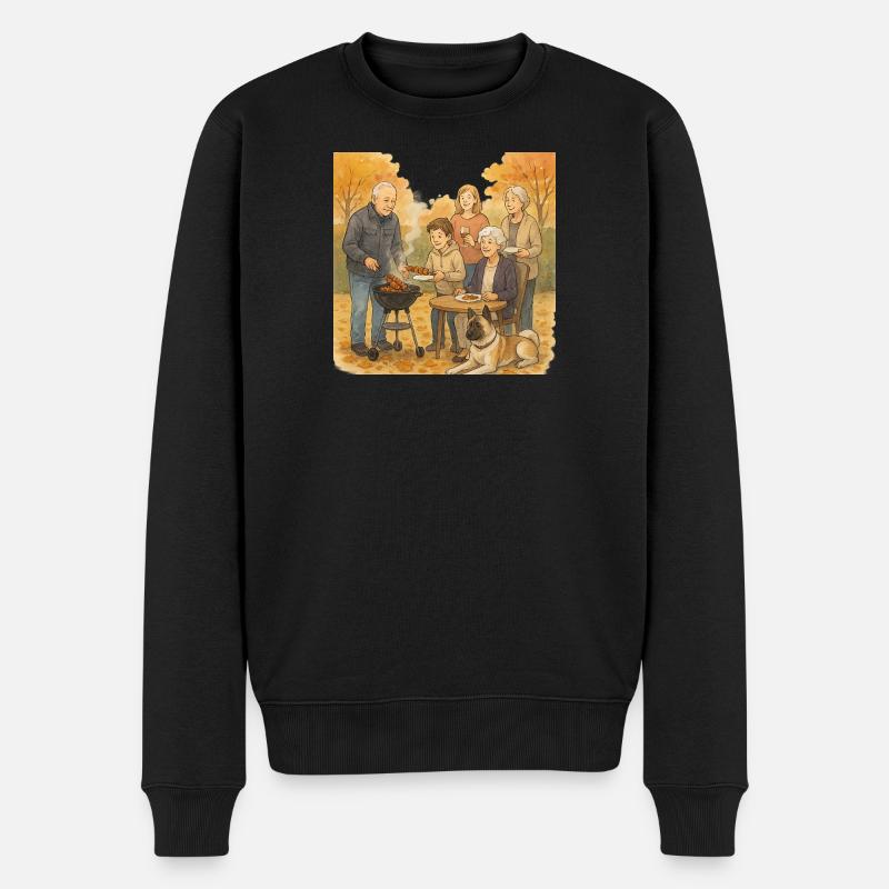 Grill im Herbst - Männer Premium Bio Pullover - Schwarz