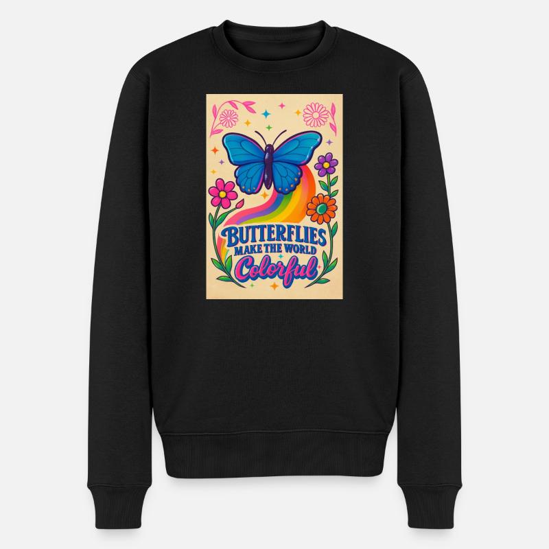Papillon Couleur Monde Motif - Pull Premium bio Homme - noir