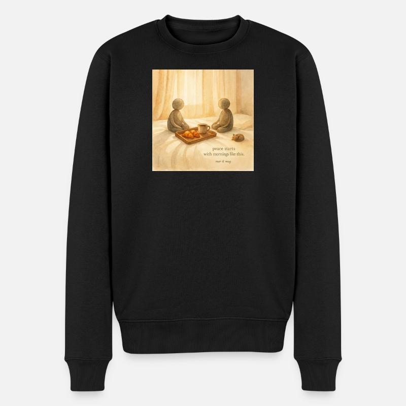 Morning Peace Frühstückstablett - Männer Premium Bio Pullover - Schwarz