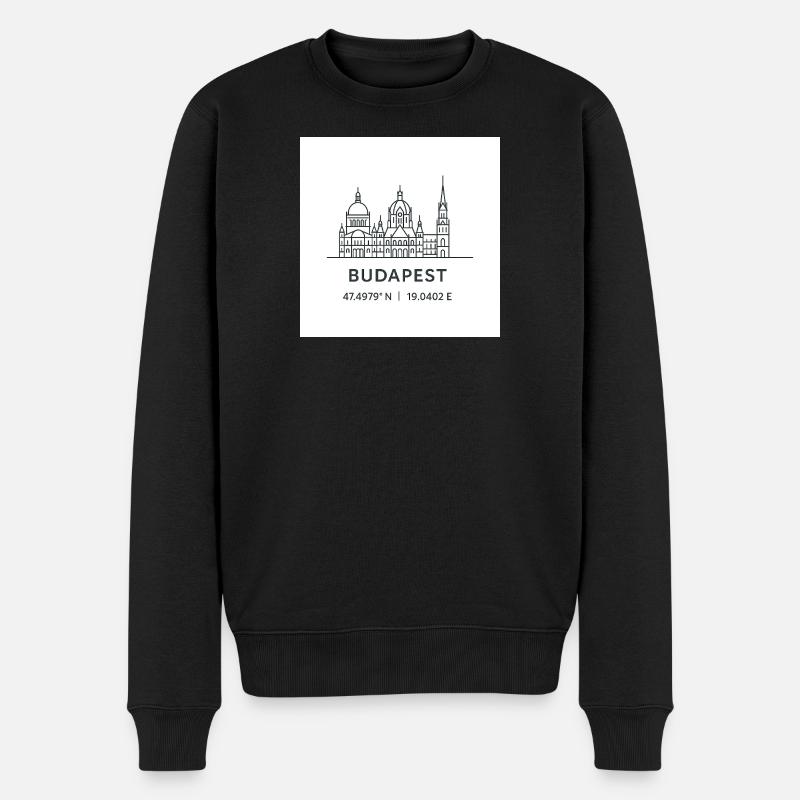 Budapest Linienkunst Silhouette Wahrzeichen - Männer Premium Bio Pullover - Schwarz