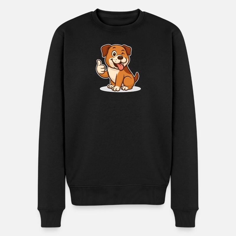 Chien heureux pouces vers le haut - Pull Premium bio Homme - noir