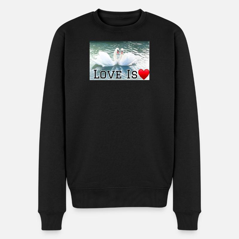 Liebe ist Schwanenherz - Männer Premium Bio Pullover - Schwarz