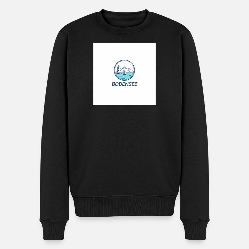 Bodensee Leuchtturm Segelboot - Männer Premium Bio Pullover - Schwarz