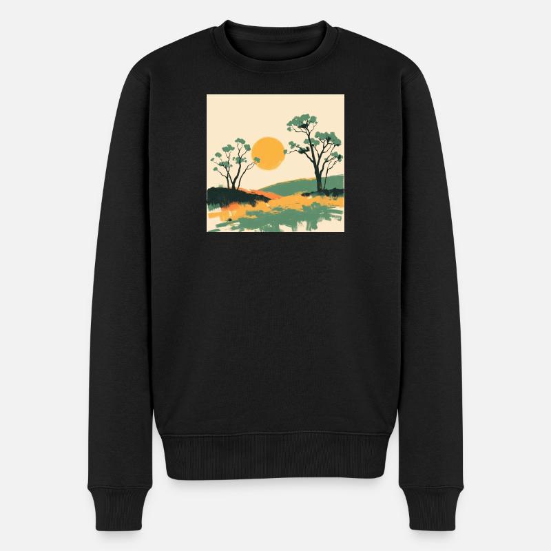 Horizon Solaire et Pins - Pull Premium bio Homme - noir