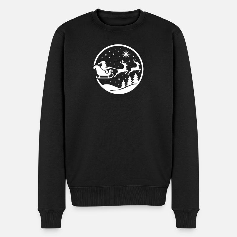 Santa-Schlitten im Winterkreis – Silhouette - Männer Premium Bio Pullover - Schwarz