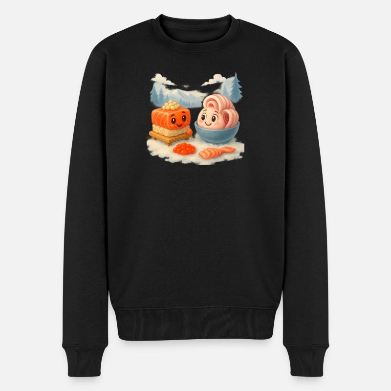 Cousins Stroganina und Sushi - Männer Premium Bio Pullover - Schwarz