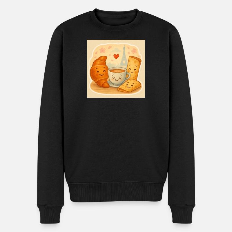 Paris Frühstückskuscheln - Männer Premium Bio Pullover - Schwarz