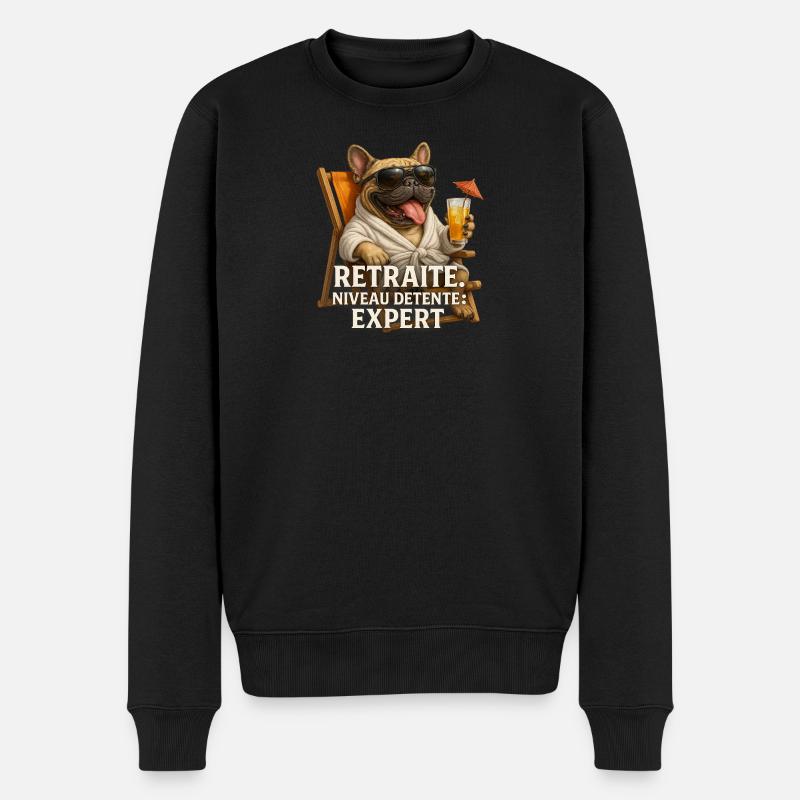 Expert Retraté Relaxation Bulldog - Männer Premium Bio Pullover - Schwarz