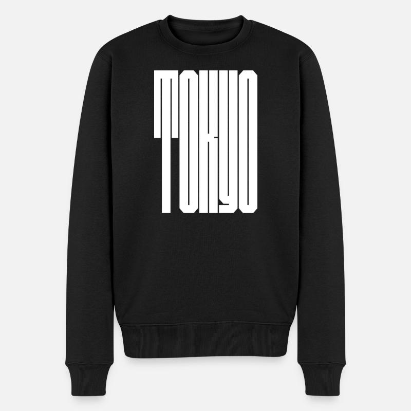 Tokio-Stadt fette Typografie - Männer Premium Bio Pullover - Schwarz