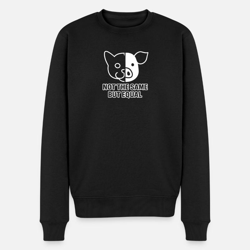 Katze Schwein - Männer Premium Bio Pullover - Schwarz