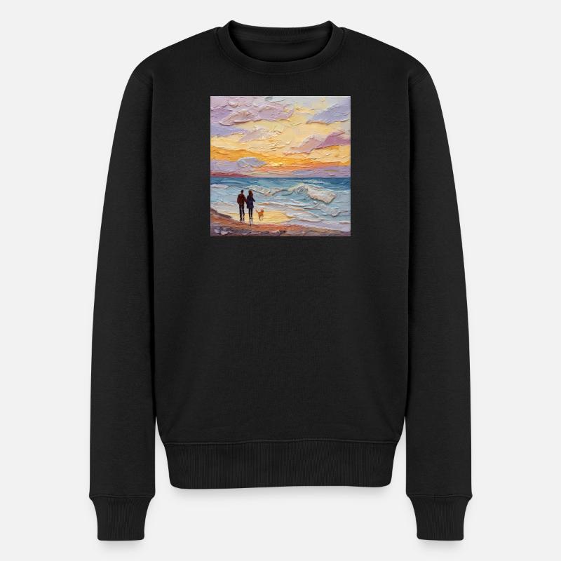 Sonnenuntergang über dem Meer - Männer Premium Bio Pullover - Schwarz