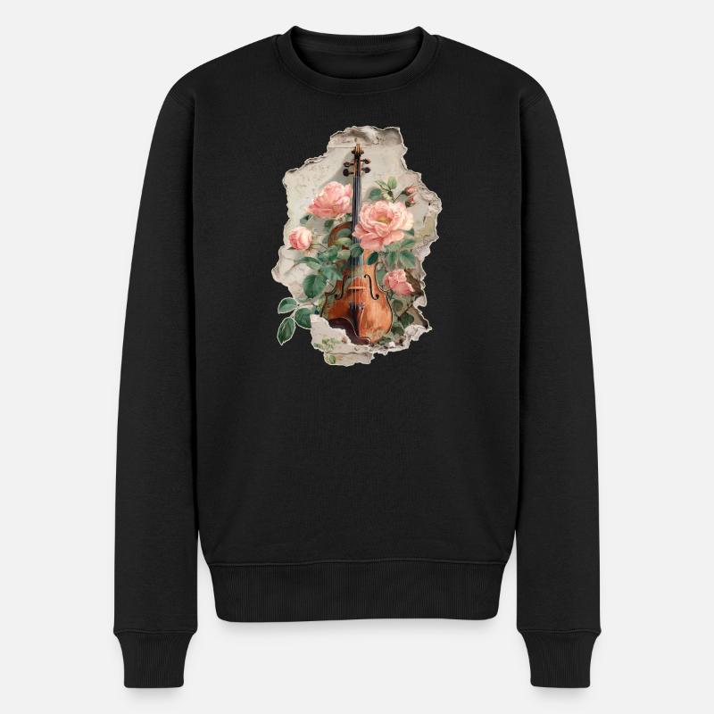 Geige Violine - Männer Premium Bio Pullover - Schwarz