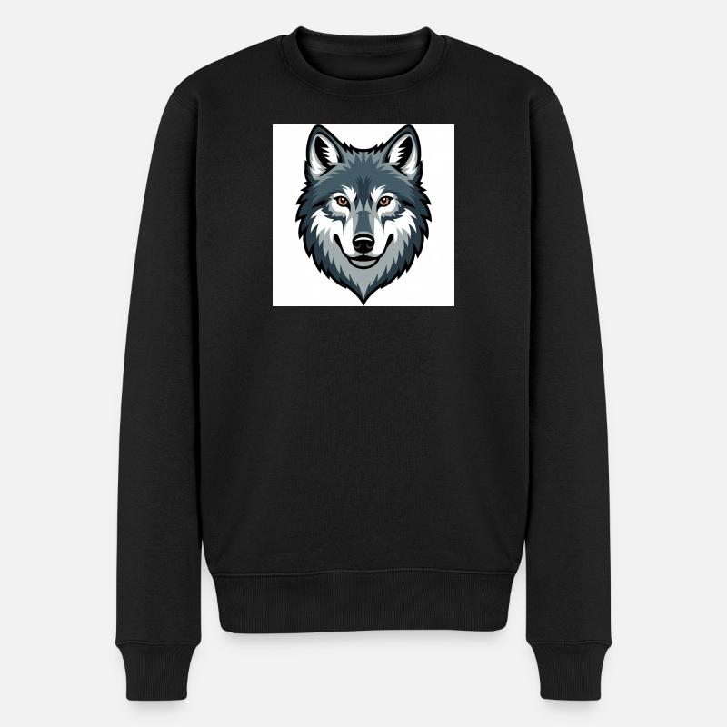 Wolf Head – illustration stylisée - Pull Premium bio Homme - noir