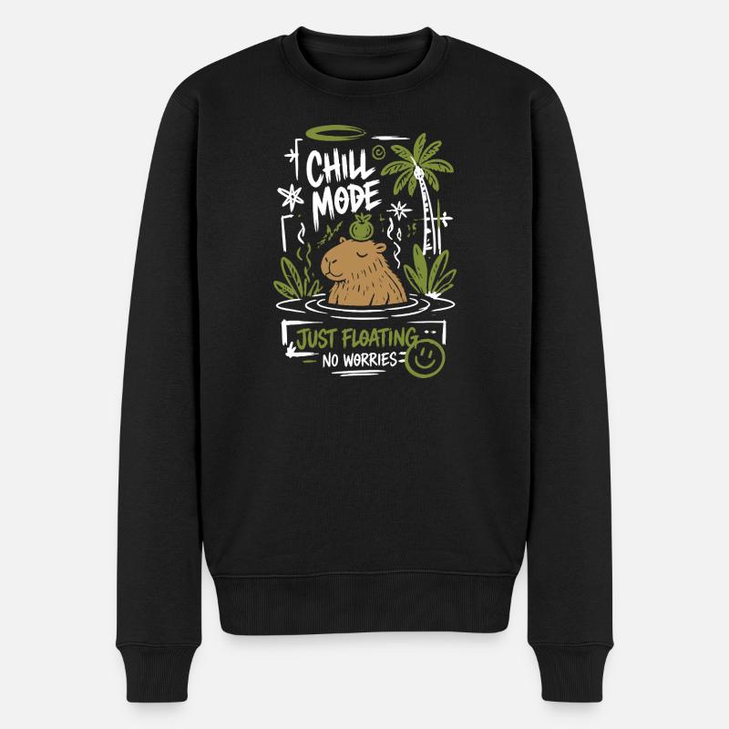 Chill Mode Just Floating - Männer Premium Bio Pullover - Schwarz