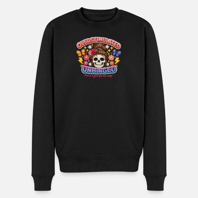 Overstimulated Unhinged Patch Skull - Men's Premium Organic Jumper - black