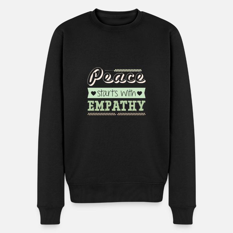 frieden vegan - Männer Premium Bio Pullover - Schwarz