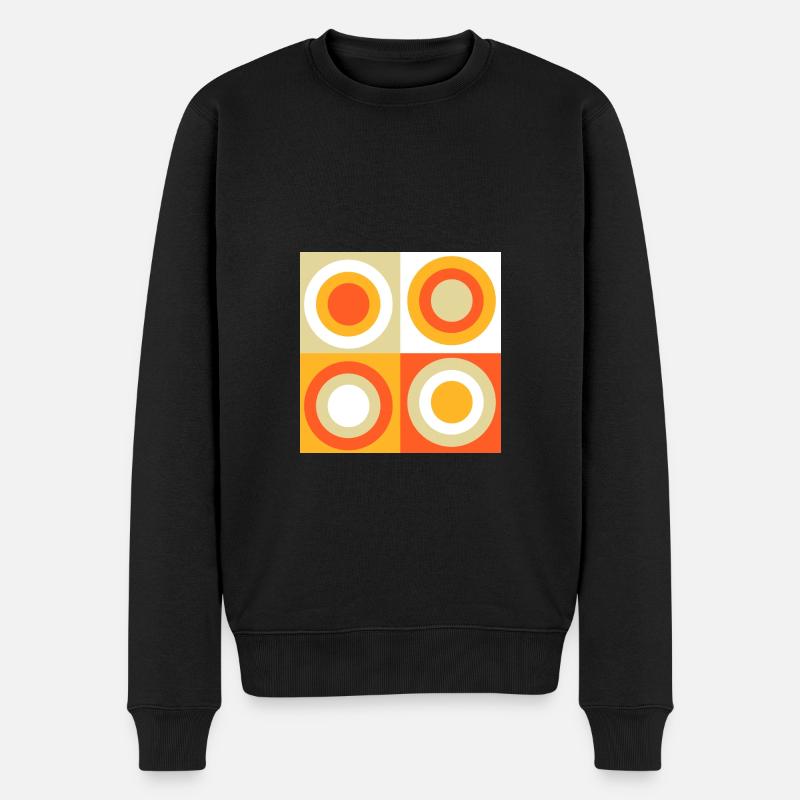 70s Pattern Circles Squiggle - Men's Premium Organic Jumper - black
