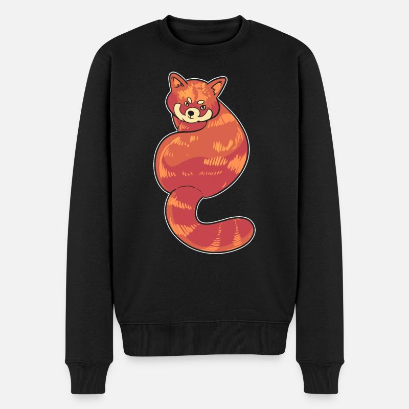 Netter roter Panda Panda-Pfleger - Männer Premium Bio Pullover - Schwarz
