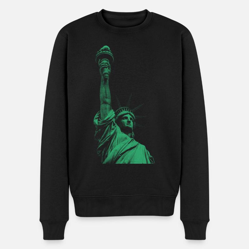 Freiheitsstatue - Männer Premium Bio Pullover - Schwarz