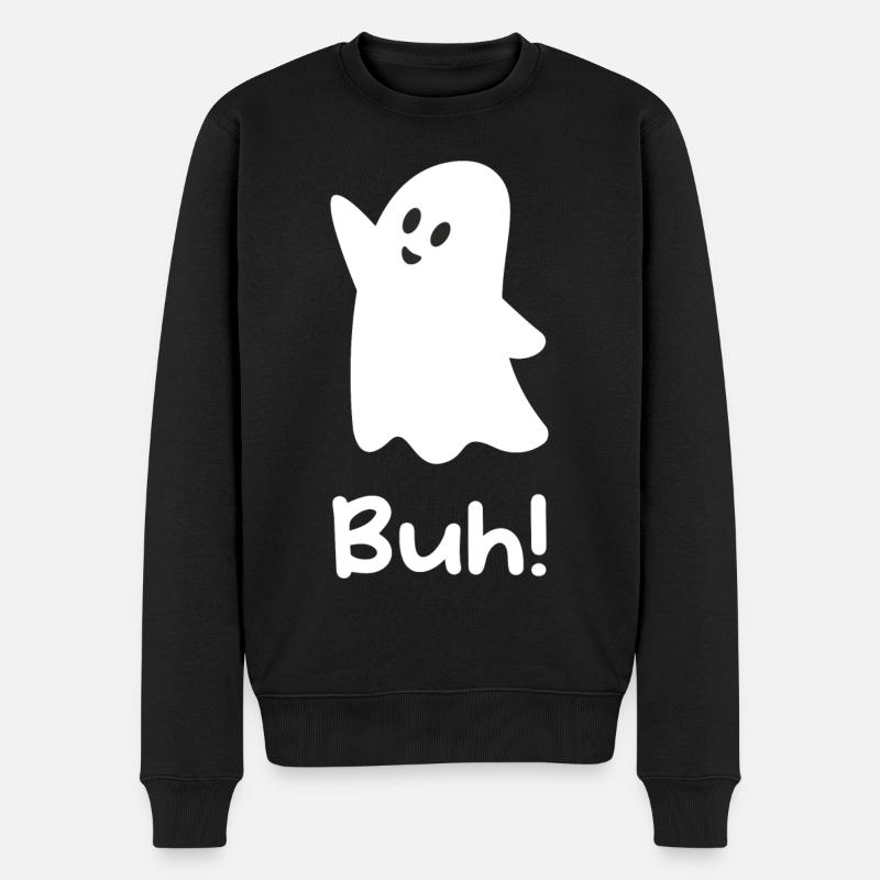 Witziges Geist Geister Halloween Buh Boo - Männer Premium Bio Pullover - Schwarz