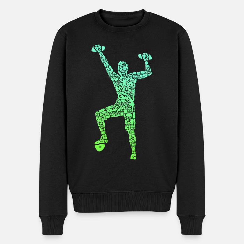 Klettern Symbole Jungen Bouldern Climbing - Männer Premium Bio Pullover - Schwarz