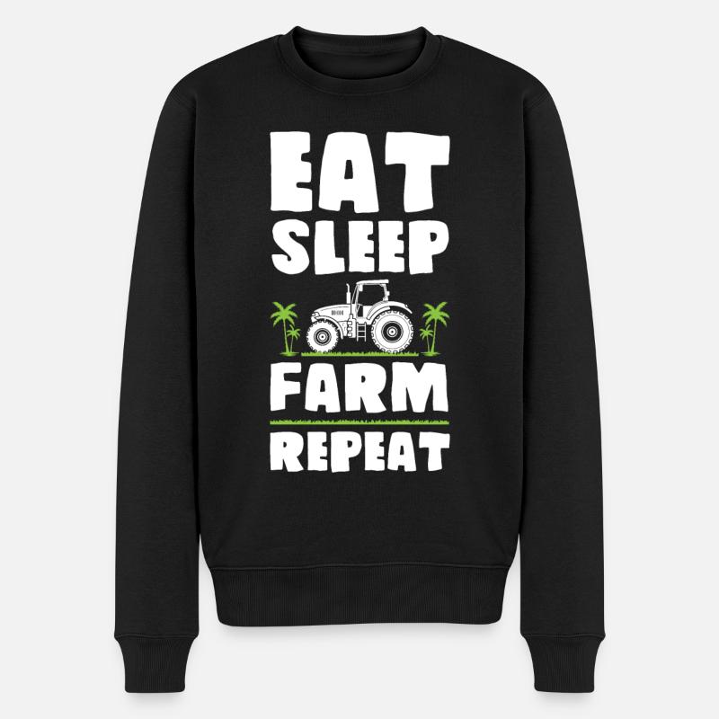 Eat Sleep Farm Repeat - Männer Premium Bio Pullover - Schwarz