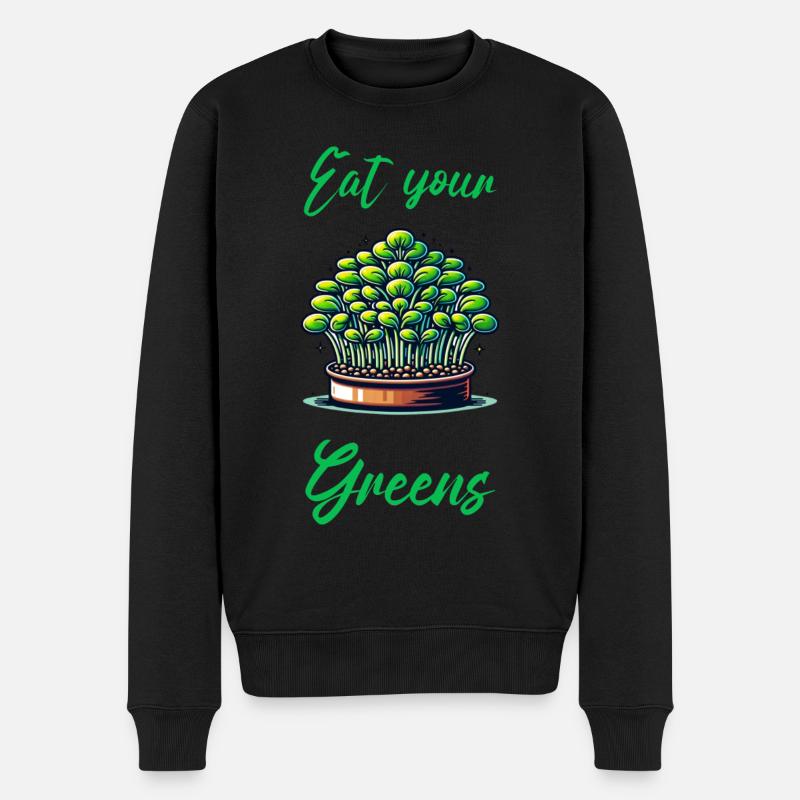 Eat Your Greens Farmer Gardener Microgreen Grower - Männer Premium Bio Pullover - Schwarz
