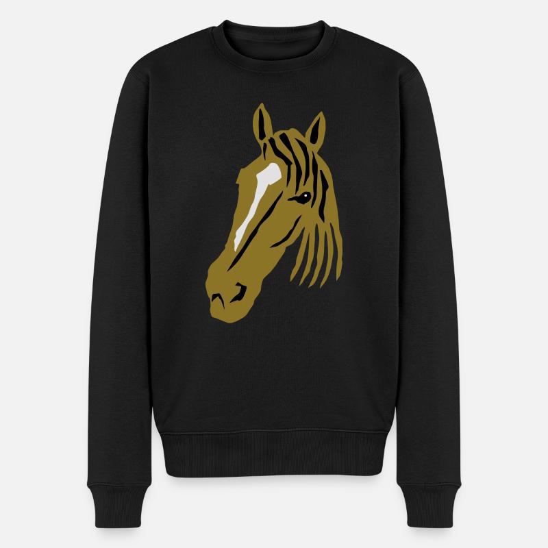 Pferdekopf - Männer Premium Bio Pullover - Schwarz