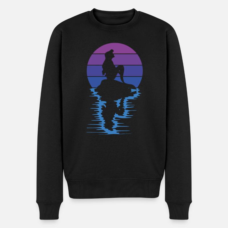 Une petite sirène sur son rocher - Pull Premium bio Homme - noir