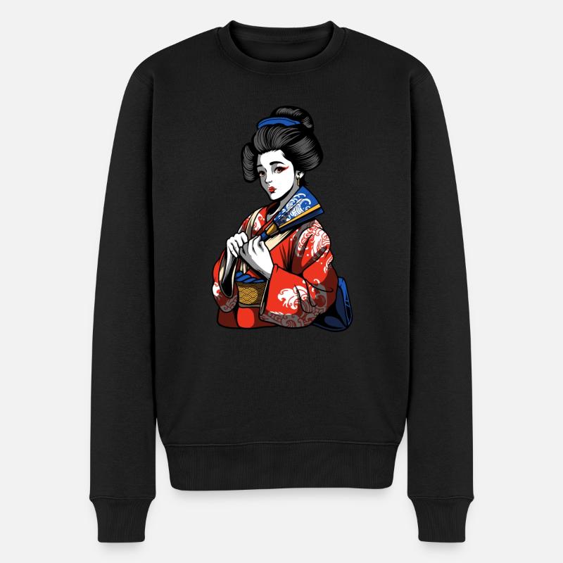 Japan Geisha - Männer Premium Bio Pullover - Schwarz