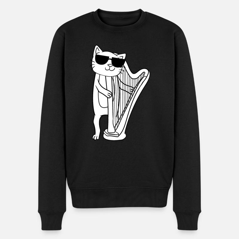 Harp Harper Harfenist Musical Katzenliebhaber - Männer Premium Bio Pullover - Schwarz