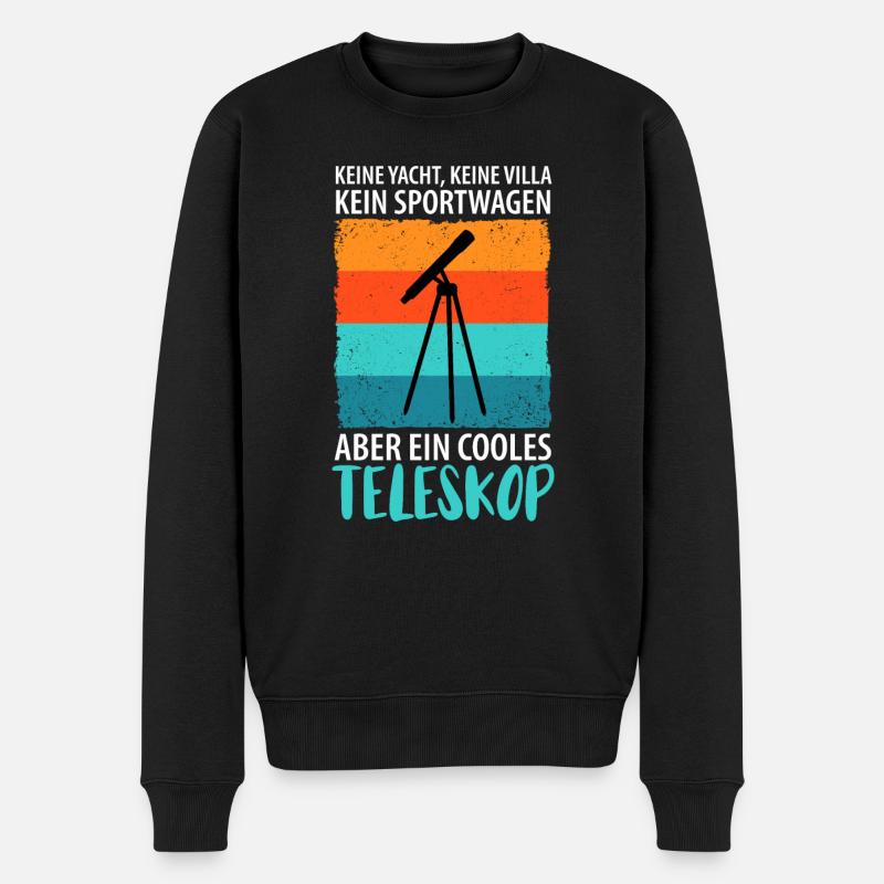 Astronomie Teleskop Entdecker Universum Weltall - Männer Premium Bio Pullover - Schwarz