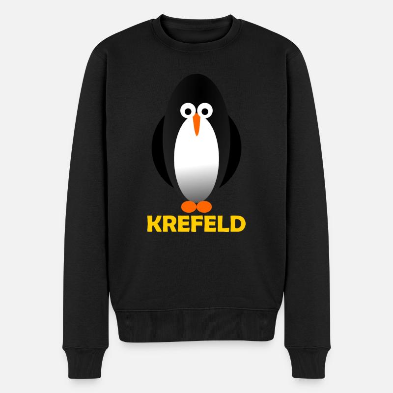 Pinguin in Krefeld - Männer Premium Bio Pullover - Schwarz
