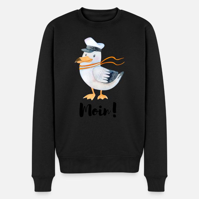 Moin von der Nordsee - Männer Premium Bio Pullover - Schwarz