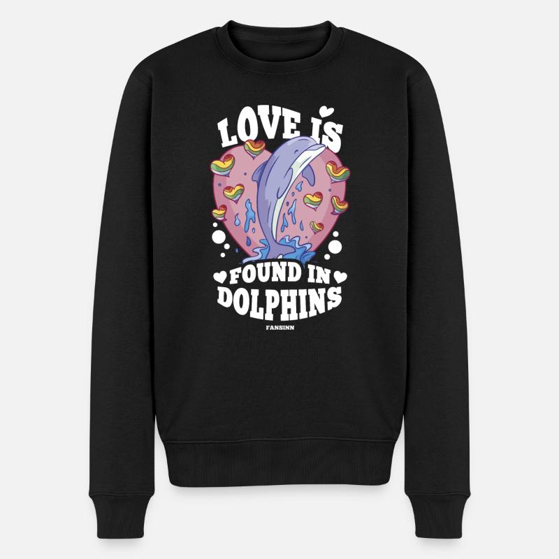 Delfin Delfinschule Säugetier Meer Delfinarium - Männer Premium Bio Pullover - Schwarz