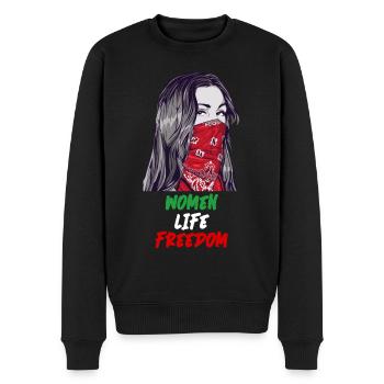 Women Life Freedom Iranische Flagge Frauenrechte - Männer Premium Bio Pullover - Schwarz - Vorne - Nico (187cm)