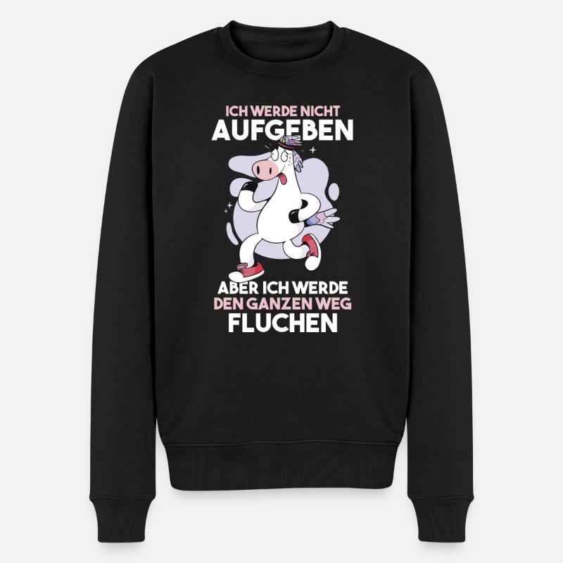 Läufer Joggen Einhorn Laufen - Männer Premium Bio Pullover - Schwarz