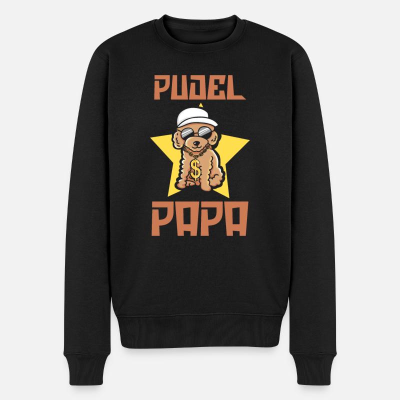 Papa caniche chien - Pull Premium bio Homme - noir